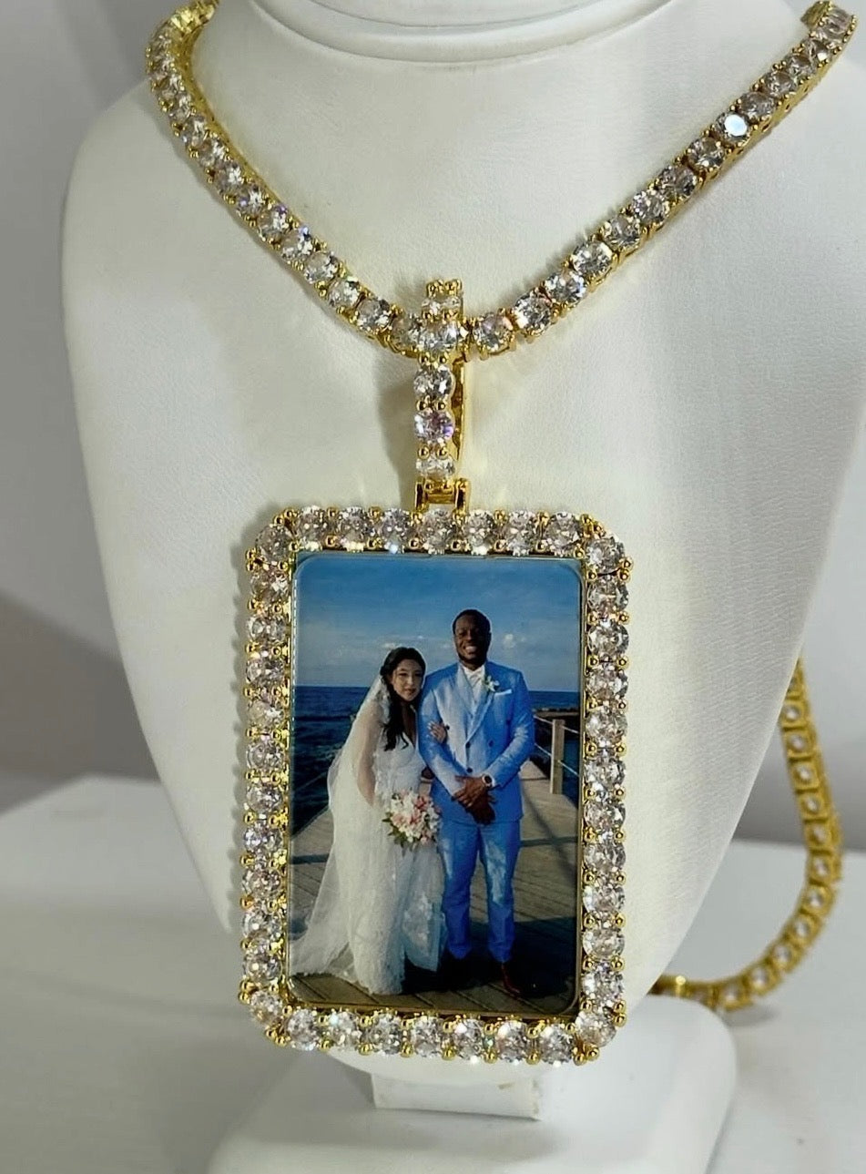 Diamond Rimmed Photo Pendant