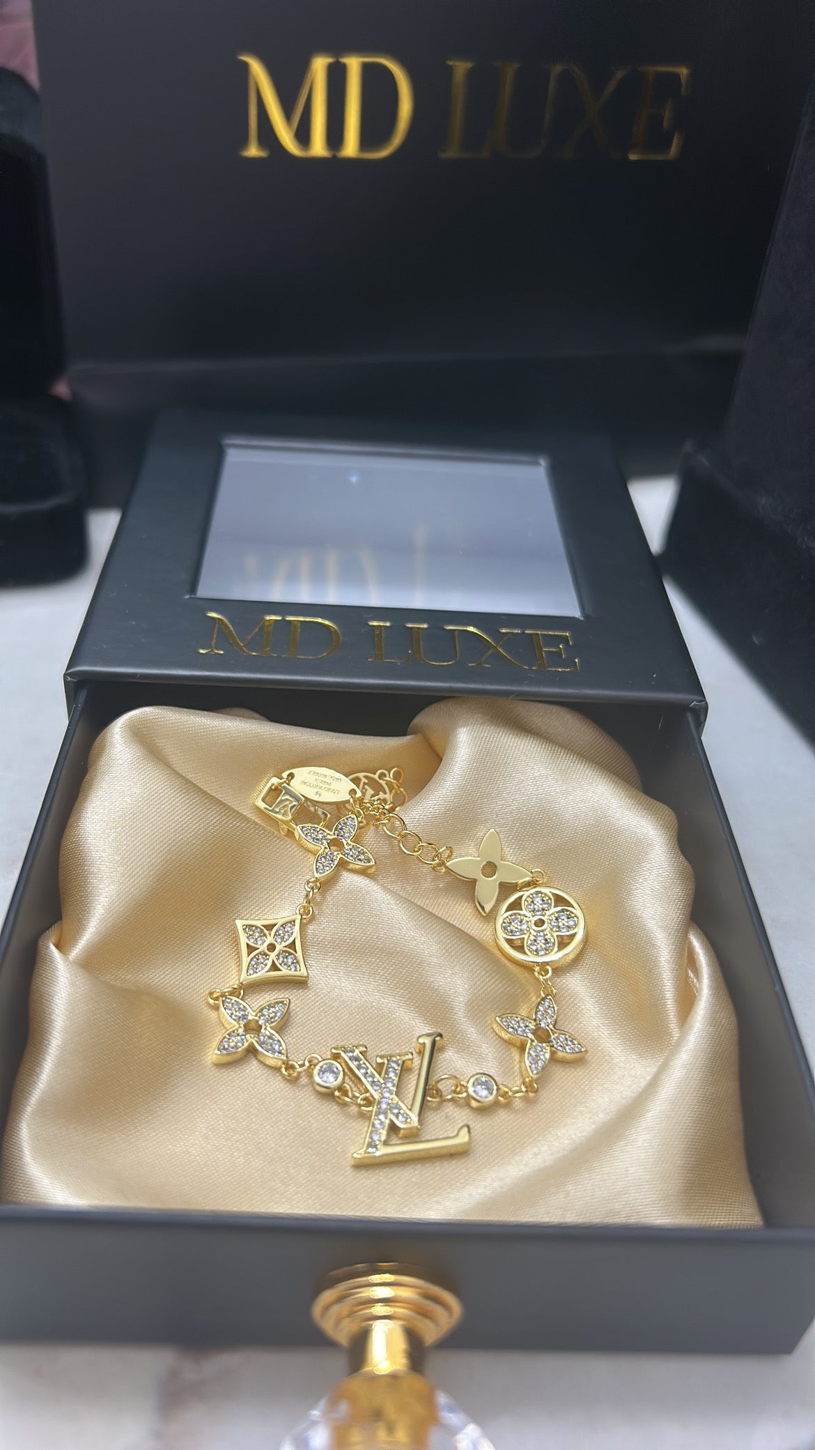 LV-Inspired Silver Charm Bracelet