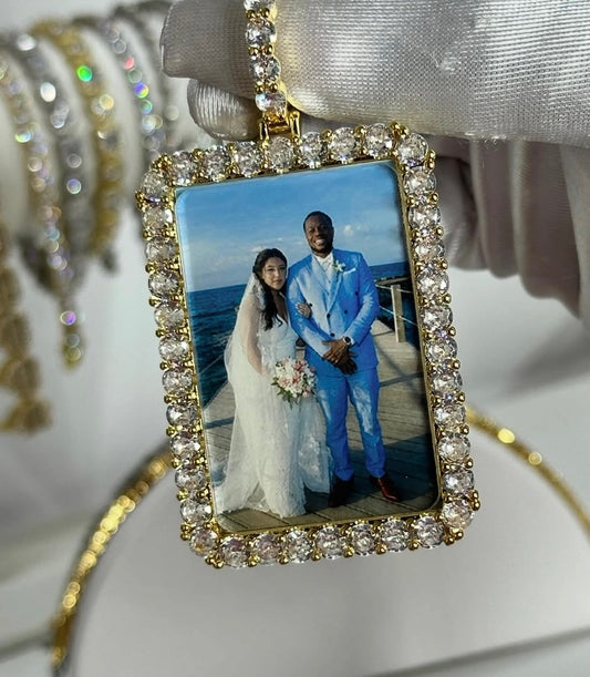 Diamond Rimmed Photo Pendant